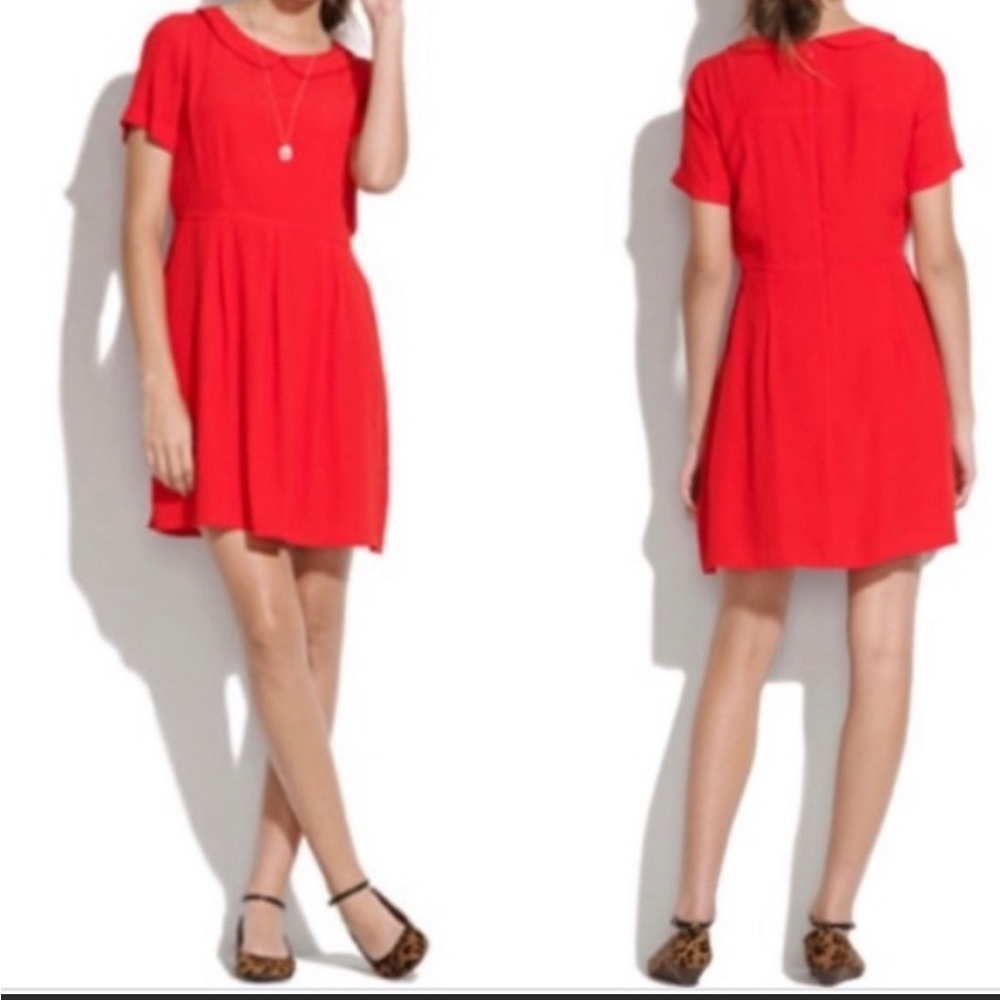 Madewell x Broadway & Broome Red Dress w/ Peter Pan Collar Size 0